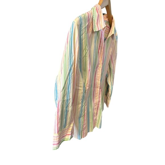 Liz & Co. Women's XL Multi Color 3/4 Sleeve Striped Button Up Shirt - Picture 3 of 7